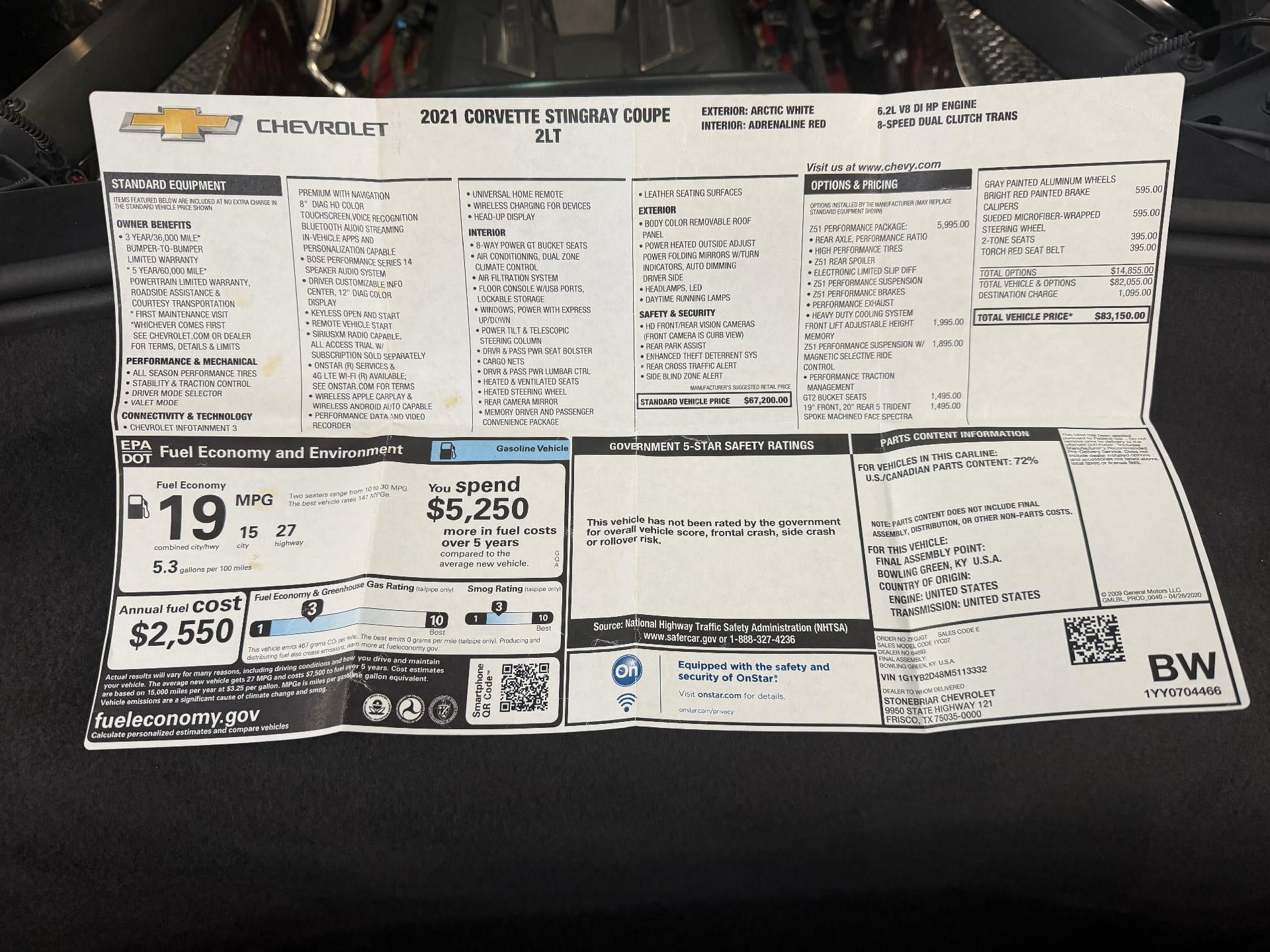 2021 Chevrolet Corvette Stingray Coupe 2LT Z51