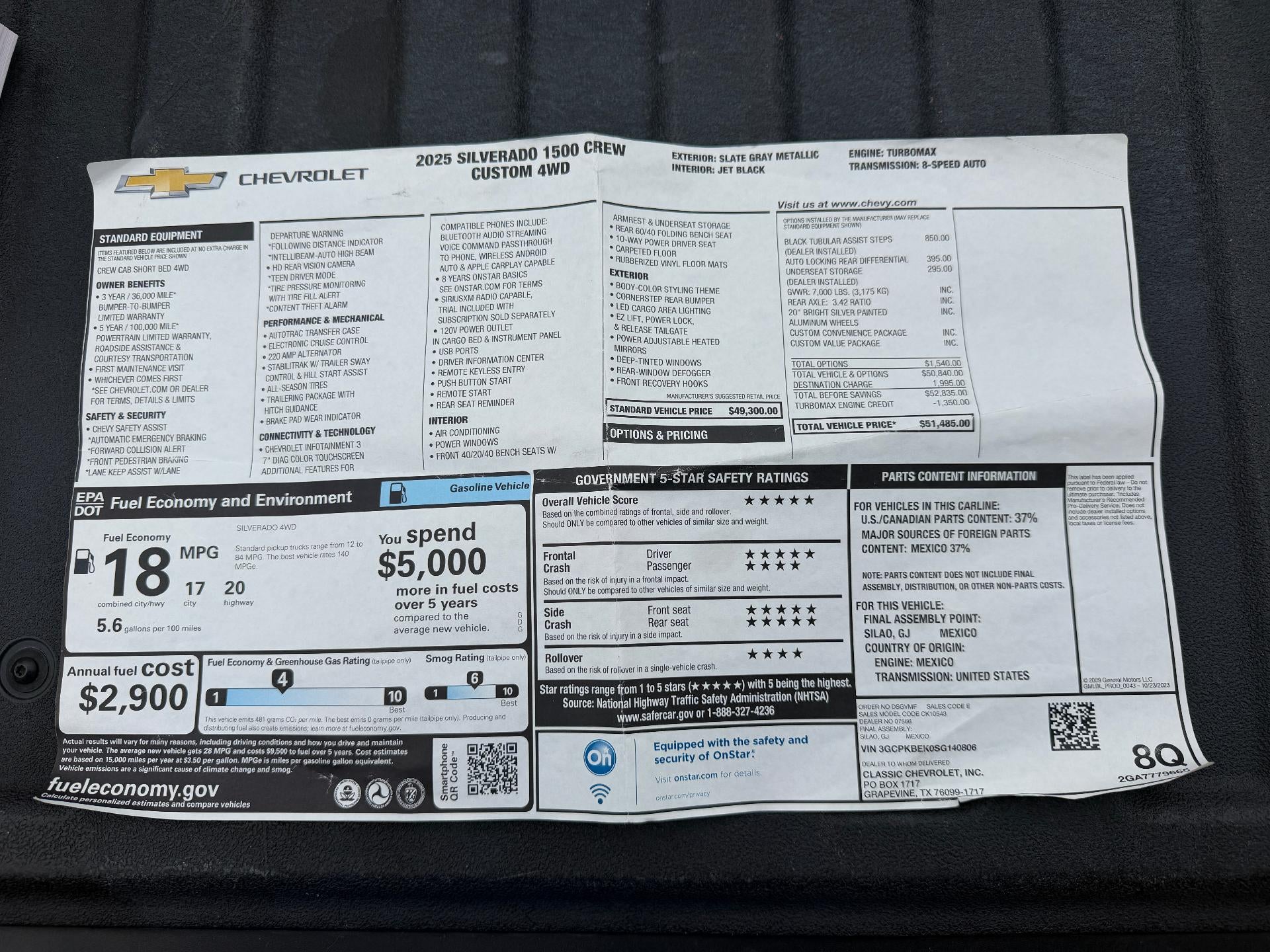 2025 Chevrolet Silverado 1500 Crew Cab Short Box 4-Wheel Drive Custom